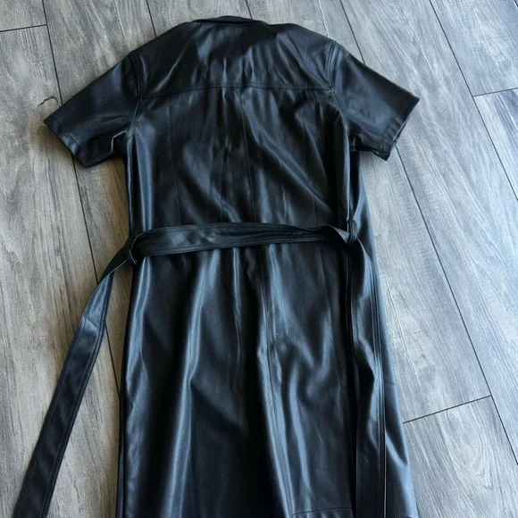 LoveTree Black Faux Leather Mini Dress - Picture 7 of 8